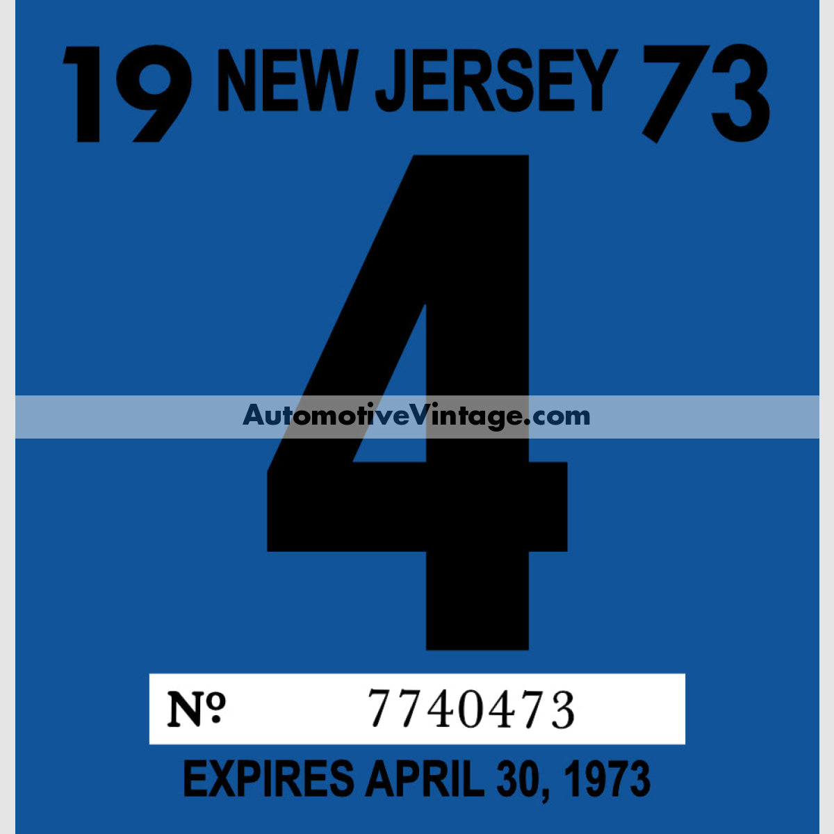 Vintage 1973 New Jersey Windshield Inspection Sticker 4 - April
