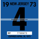 Vintage 1973 New Jersey Windshield Inspection Sticker 4 - April