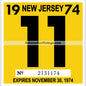 Vintage 1974 New Jersey Windshield Inspection Sticker 11 - November