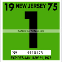 Vintage 1975 New Jersey Windshield Inspection Sticker 1 - January