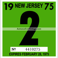 Vintage 1975 New Jersey Windshield Inspection Sticker 2 - February