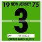 Vintage 1975 New Jersey Windshield Inspection Sticker 3 - March