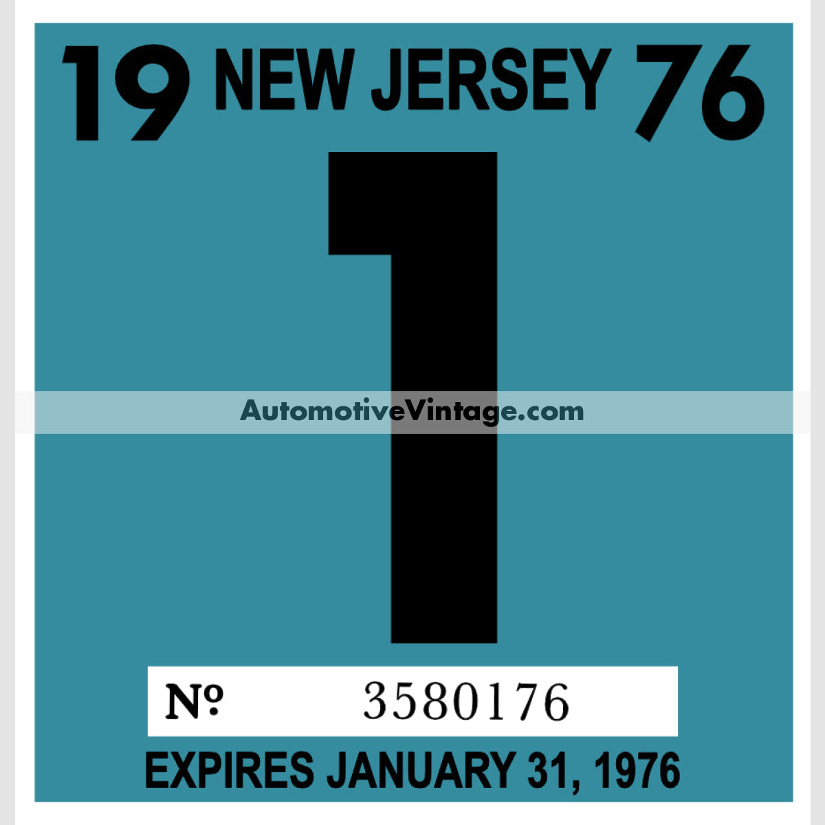 Vintage 1976 New Jersey Windshield Inspection Sticker 1 - January
