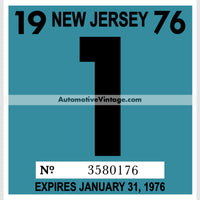 Vintage 1976 New Jersey Windshield Inspection Sticker 1 - January