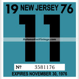 Vintage 1976 New Jersey Windshield Inspection Sticker 11 - November