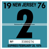 Vintage 1976 New Jersey Windshield Inspection Sticker 2 - February