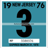 Vintage 1976 New Jersey Windshield Inspection Sticker 3 - March