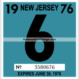 Vintage 1976 New Jersey Windshield Inspection Sticker 6 - June