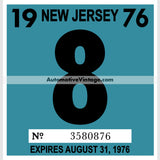 Vintage 1976 New Jersey Windshield Inspection Sticker 8 - August