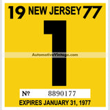 Vintage 1977 New Jersey Windshield Inspection Sticker 1 - January