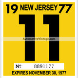 Vintage 1977 New Jersey Windshield Inspection Sticker 11 - November