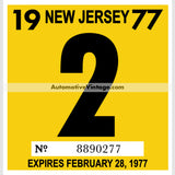 Vintage 1977 New Jersey Windshield Inspection Sticker 2 - February