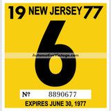 Vintage 1977 New Jersey Windshield Inspection Sticker 6 - June