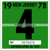 Vintage 1978 New Jersey Windshield Inspection Sticker 4 - April