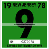 Vintage 1978 New Jersey Windshield Inspection Sticker 9 -September