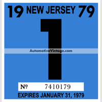 Vintage 1979 New Jersey Windshield Inspection Sticker 1 - January