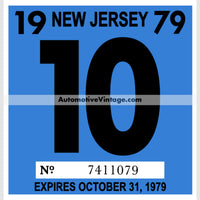 Vintage 1979 New Jersey Windshield Inspection Sticker 10 - October