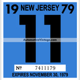 Vintage 1979 New Jersey Windshield Inspection Sticker 11 - November