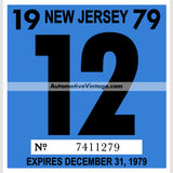 Vintage 1979 New Jersey Windshield Inspection Sticker 12 - December