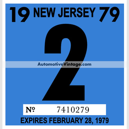 Vintage 1979 New Jersey Windshield Inspection Sticker 2 - February