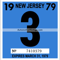 Vintage 1979 New Jersey Windshield Inspection Sticker 3 - March