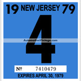 Vintage 1979 New Jersey Windshield Inspection Sticker 4 - April