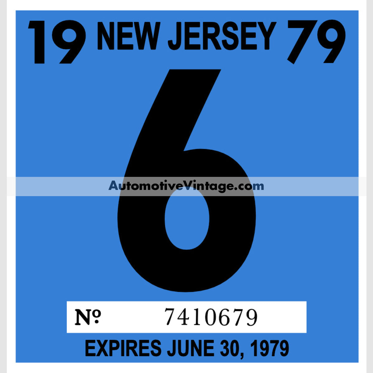 Vintage 1979 New Jersey Windshield Inspection Sticker 6 - June