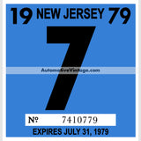 Vintage 1979 New Jersey Windshield Inspection Sticker 7 - July