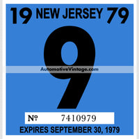 Vintage 1979 New Jersey Windshield Inspection Sticker 9 -September