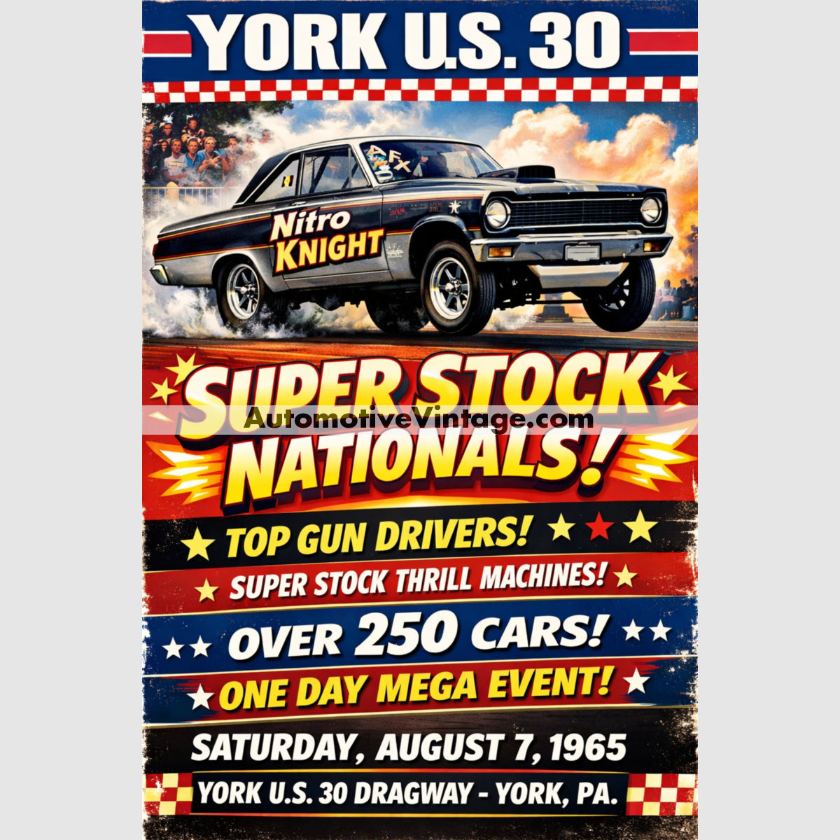York US 30 Dragway Pennsylvania Vintage Style Drag Racing Advertisement 8.5’’ x 11’’ Drag Racing Advertisement Poster