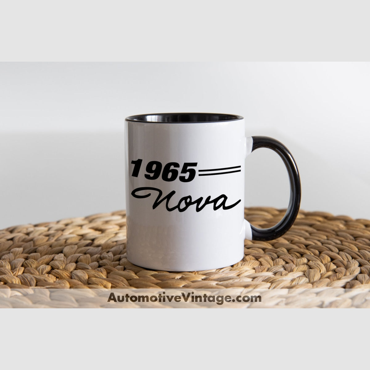 1965 Chevrolet Nova Coffee Mug Black & White Two Tone Car Model