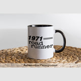 1971 Plymouth Road Runner Coffee Mug Black & White Two Tone Car Model