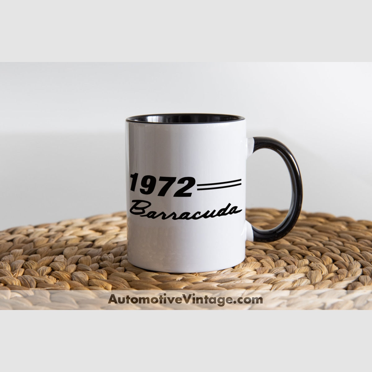 1972 Plymouth Barracuda Coffee Mug Black & White Two Tone Car Model