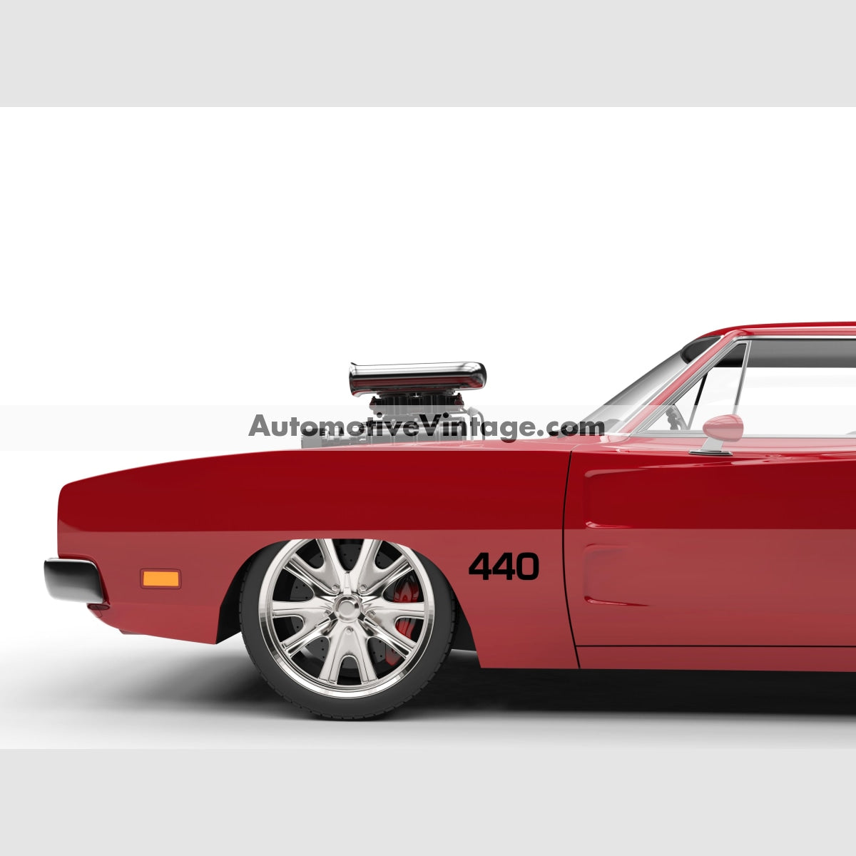 Chrysler Dodge Plymouth Mopar 440 Engine Size Vinyl Decal Car Stickers (Pair) Black