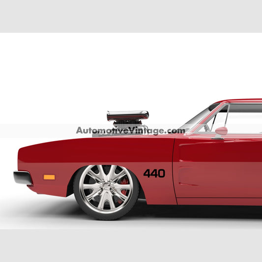 Chrysler Dodge Plymouth Mopar 440 Engine Size Vinyl Decal Car Stickers (Pair) Black