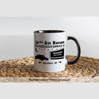 5Th Avenue Bay Shore Drive-In New York Coffee Mug Black & White Two Tone Movie