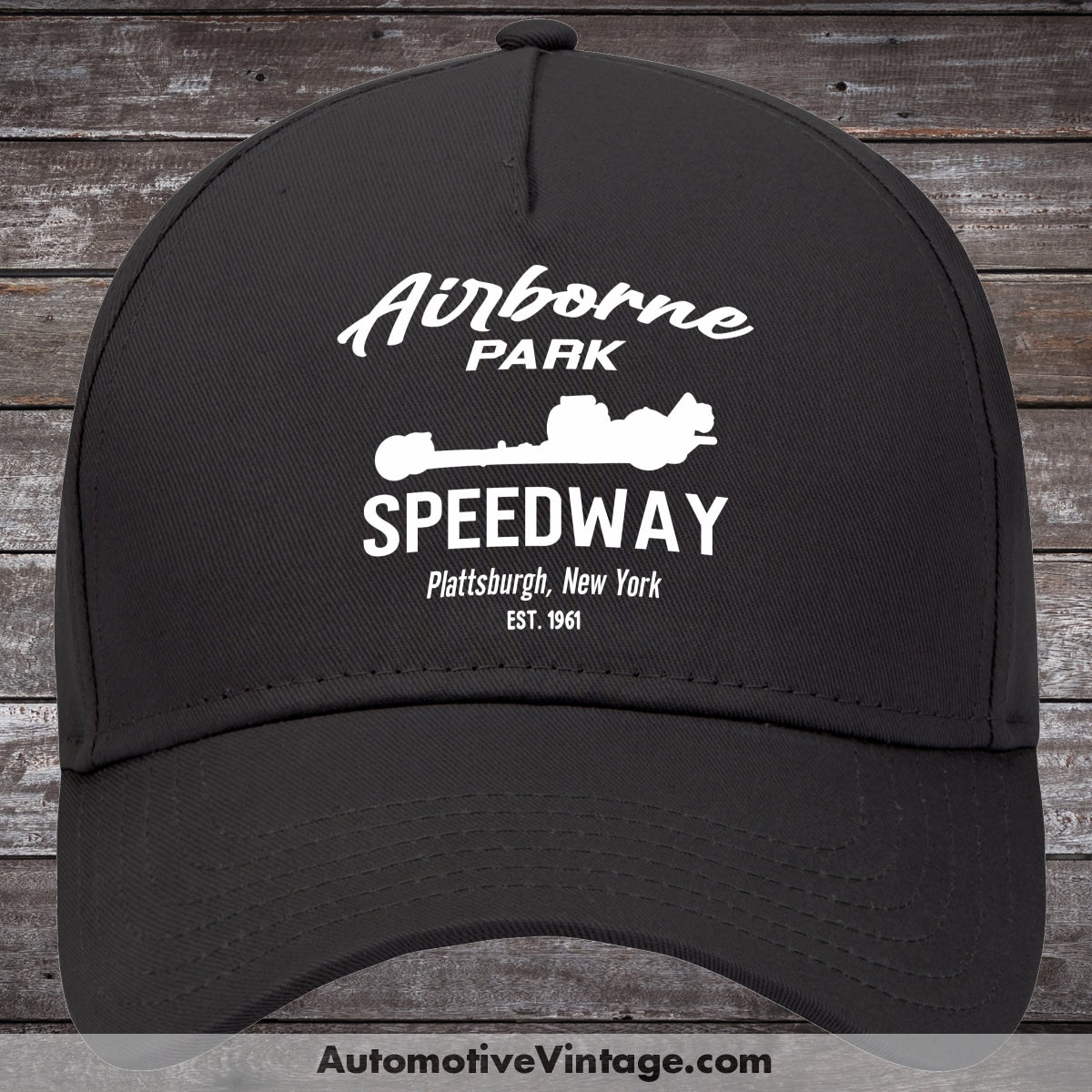 Airborne Park Speedway Plattsburgh New York Drag Racing Hat Black