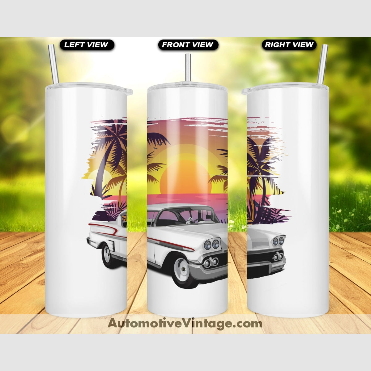 American Graffiti 1958 Chevy Famous Car Sunset Drink Tumbler Tumblers