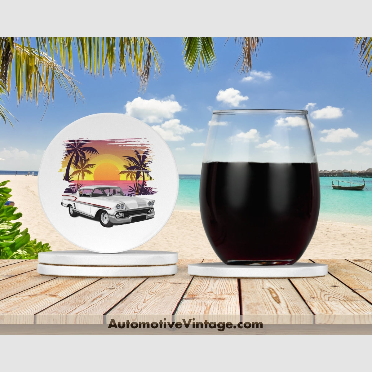 American Graffiti 1958 Chevy Famous Car Coaster Set