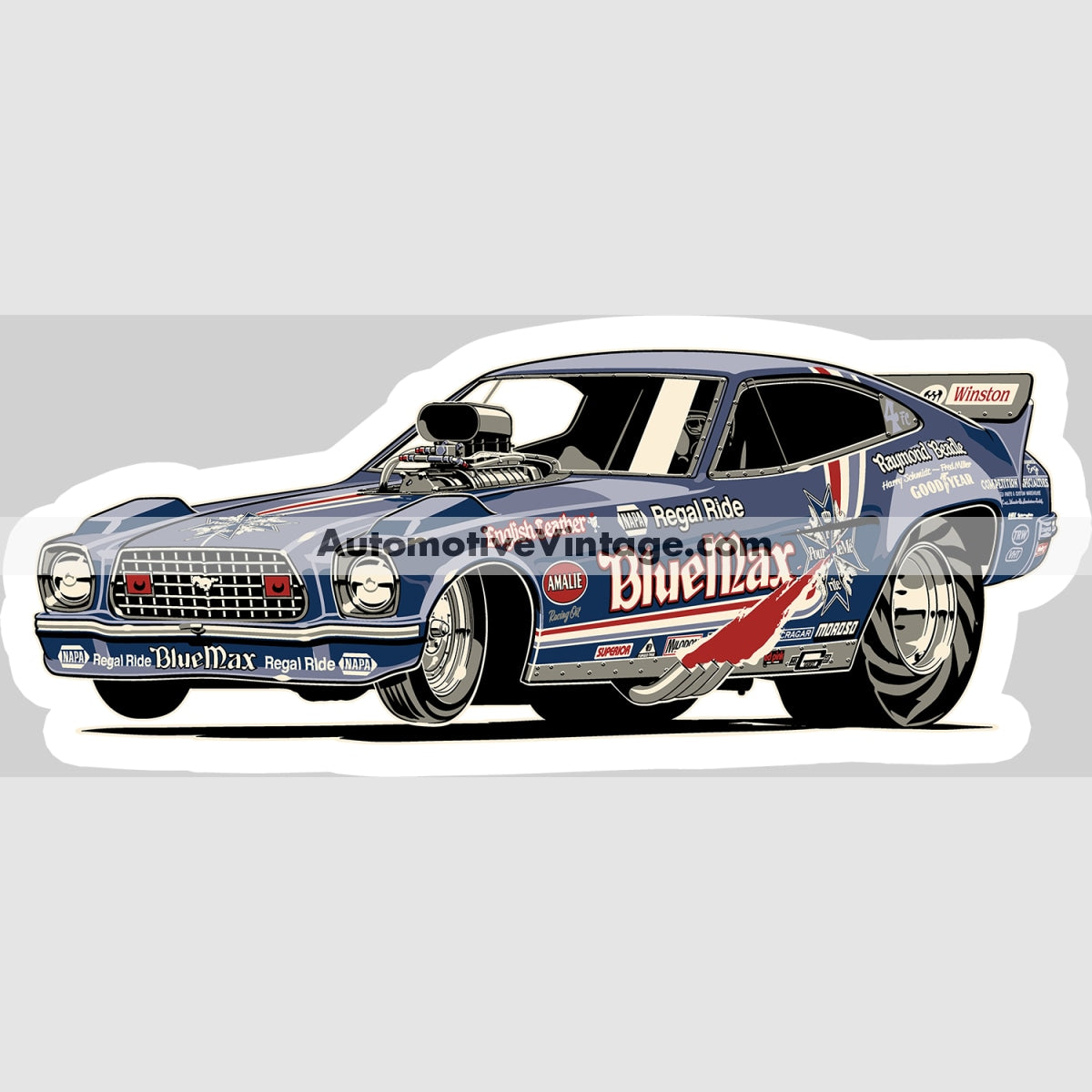 Blue Max Ford Mustang Drag Racing Famous Car Magnet