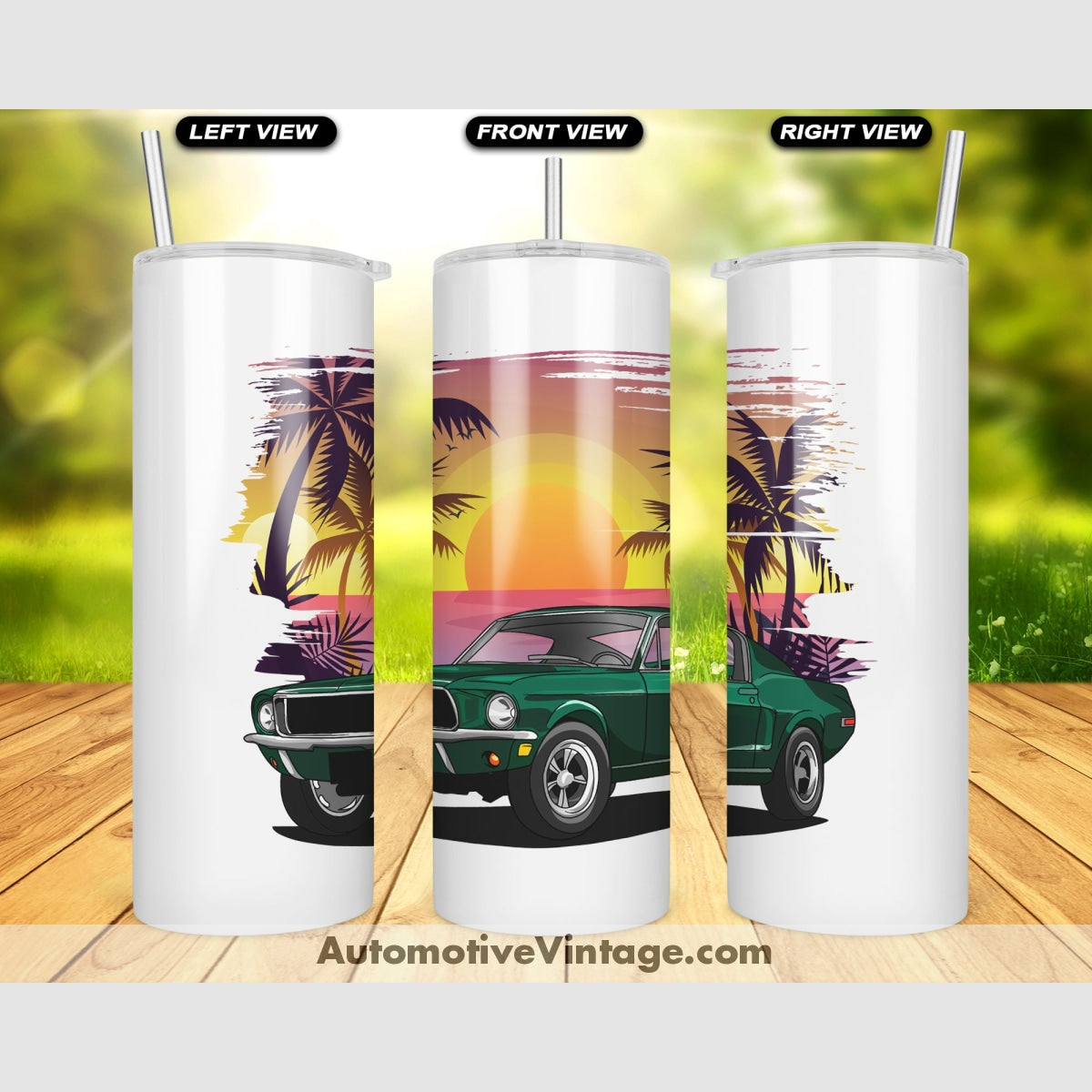 Bullitt Ford Mustang Famous Car Sunset Drink Tumbler Tumblers