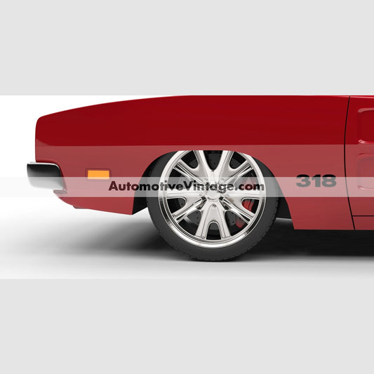 Chrysler Dodge Plymouth Mopar 318 Engine Size Vinyl Decal Car Stickers (Pair) Black