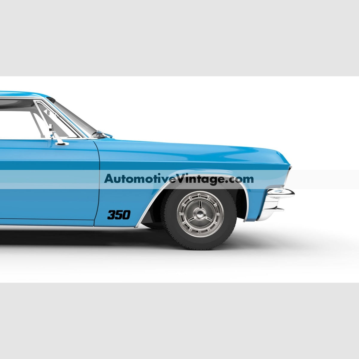 General Motors Chevrolet Chevy 350 Engine Size Vinyl Decal Car Stickers (Pair) Black