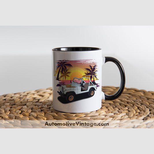 Dukes Of Hazzard Daisy Duke Famous Car Coffee Mug Black & White Two Tone