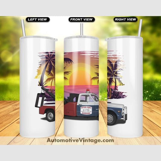 Dukes Of Hazzard Cooter Tow Truck Famous Car Sunset Drink Tumbler Tumblers