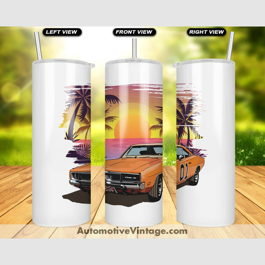 Dukes Of Hazzard General Lee Charger Famous Car Sunset Drink Tumbler Tumblers