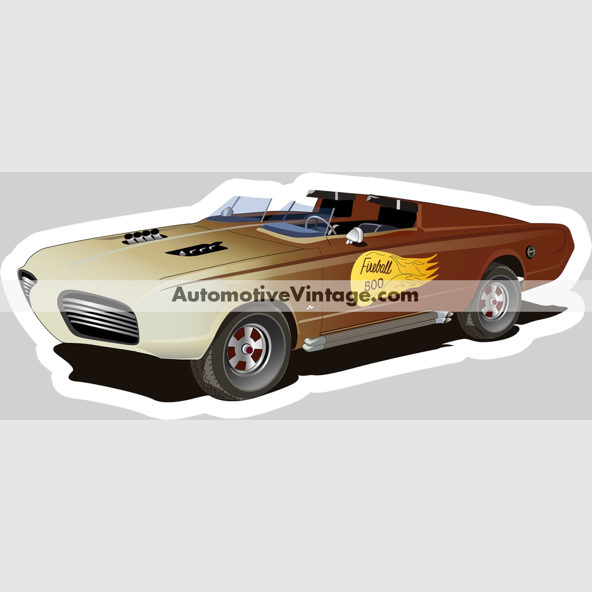 Fireball 500 Plymouth Barracuda Famous Car Magnet