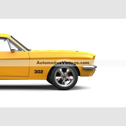 Ford 302 Engine Size Vinyl Decal Car Stickers (Pair) Black