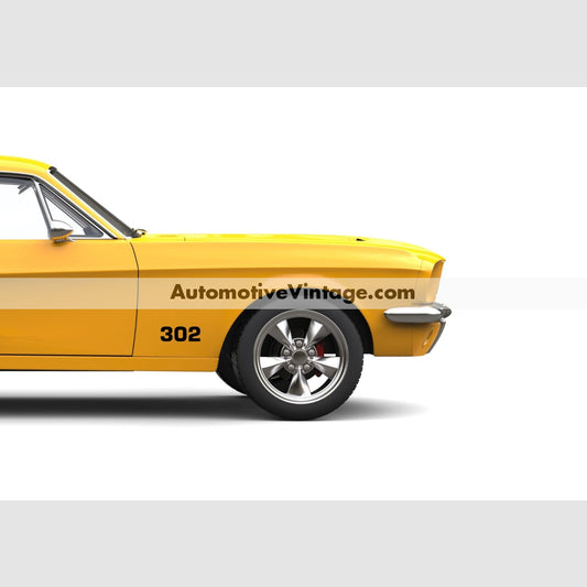 Ford 302 Engine Size Vinyl Decal Car Stickers (Pair) Black