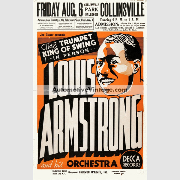 Louis Armstrong Nostalgic Music 13 X 19 Concert Poster Wide High
